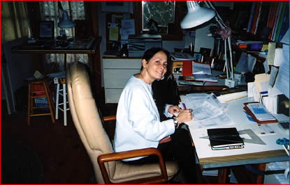 Gail Gibbons at work at her desk
